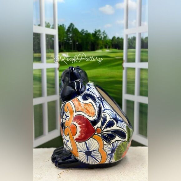 Meow Pablo Talavera Handmade Multi Colored Ceramic Planter Pot - Picture 7 of 8